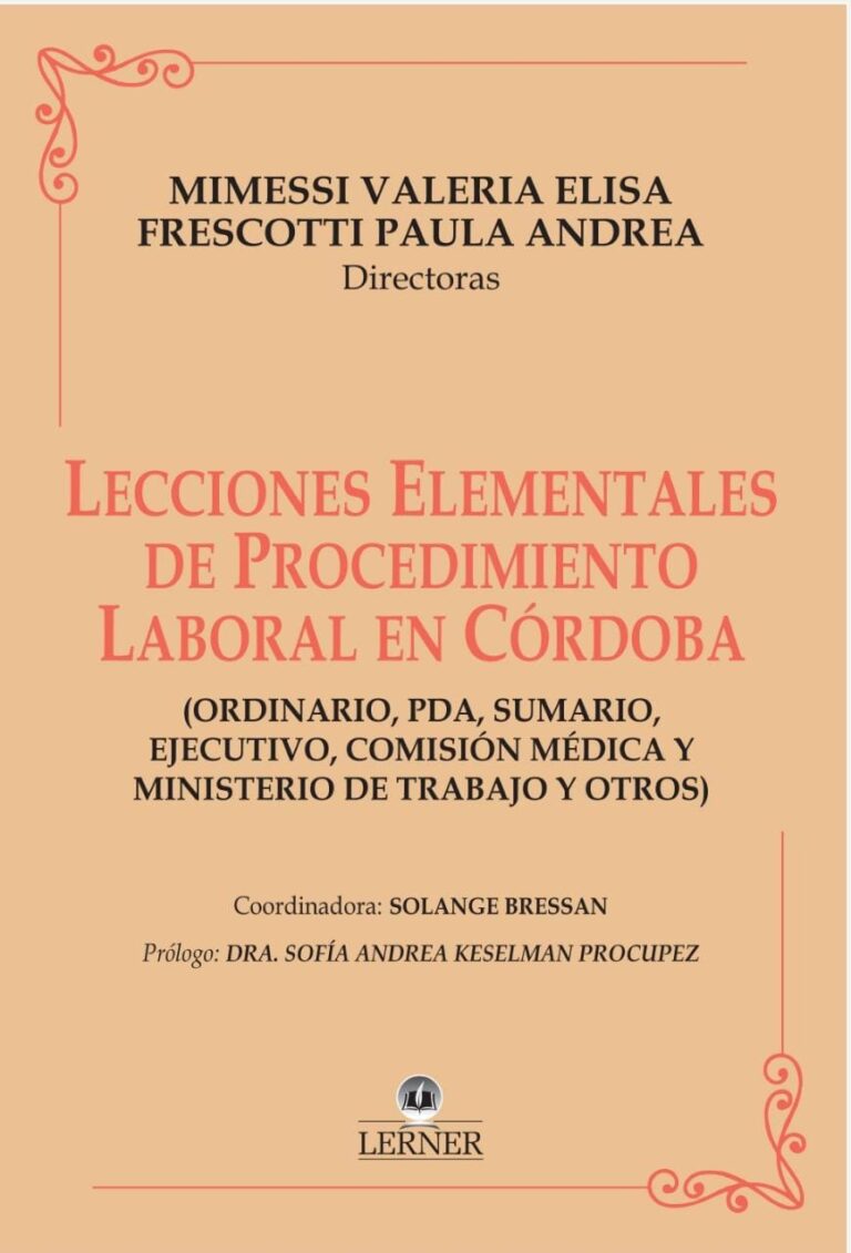 LECCIONES ELEMENTALES DE PROCEDIMIENTOS LABORAL  EN CORDOBA